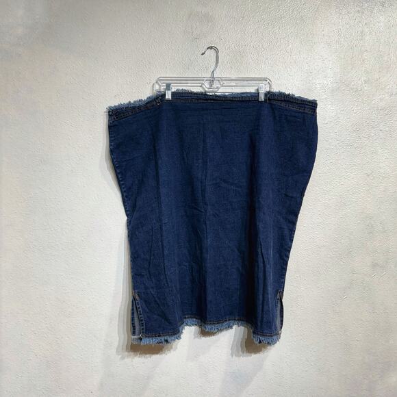 Jamie Nicole Collection Denim Raw Hem Midi Skirt Sz 32 - Picture 1 of 12